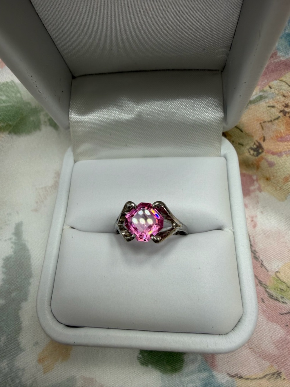 Vintage Pink Topaz Sterling Ring #5STR